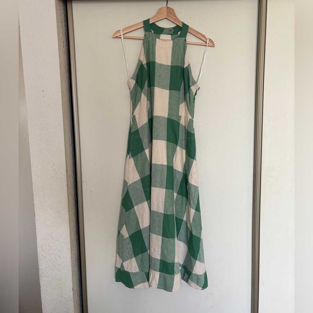 Maeve anthropologie Greta gingham green dress